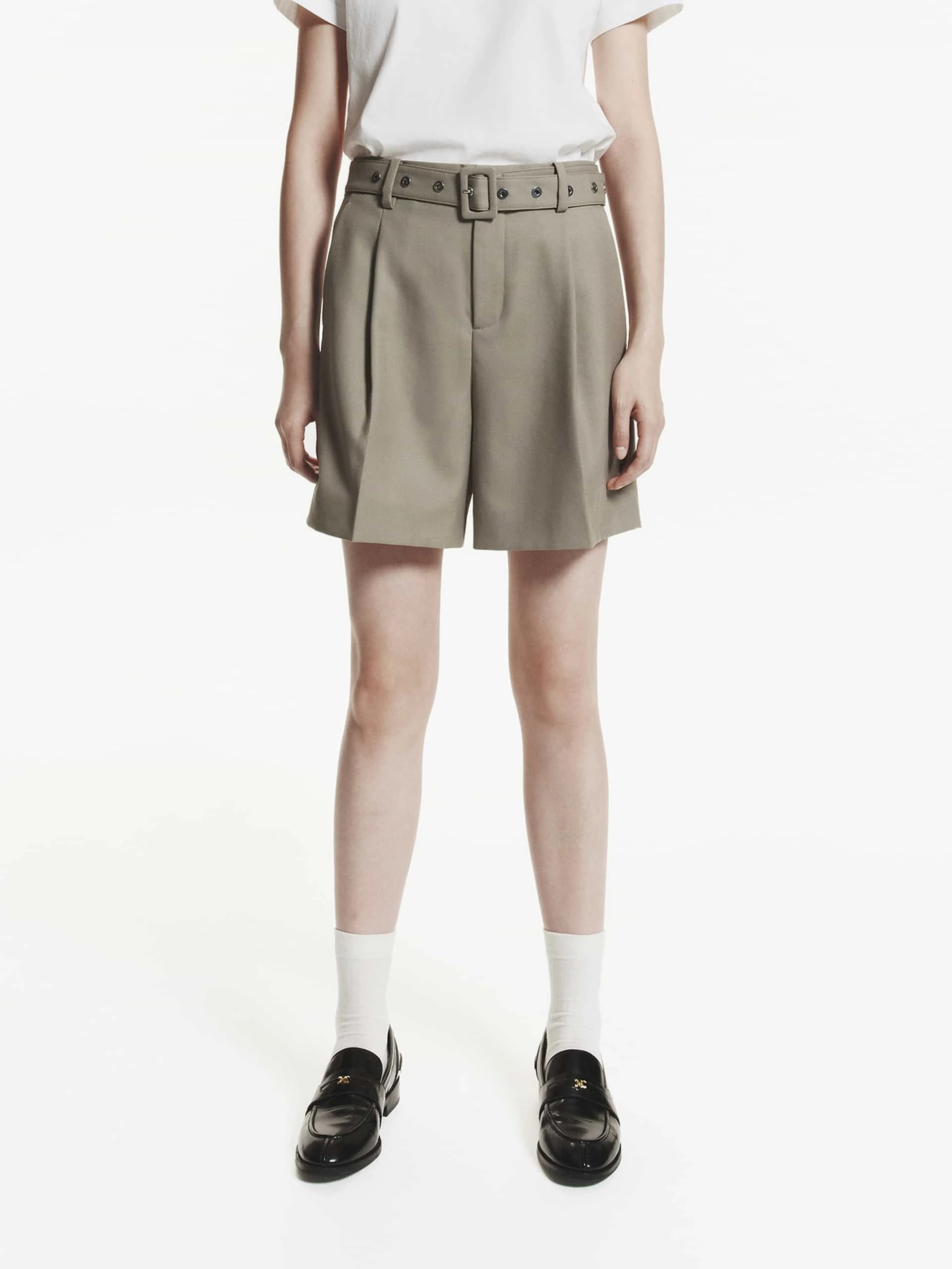 Reinforced Pockets Work Friendly Wool Blend Belt Shorts