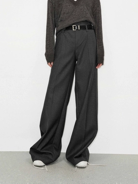 Sweat Resistant Wool Blend Belted Pants