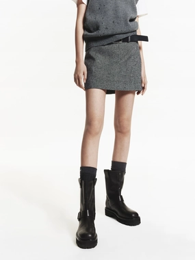 RuggedDurability Wool Blend Belted Skirt
