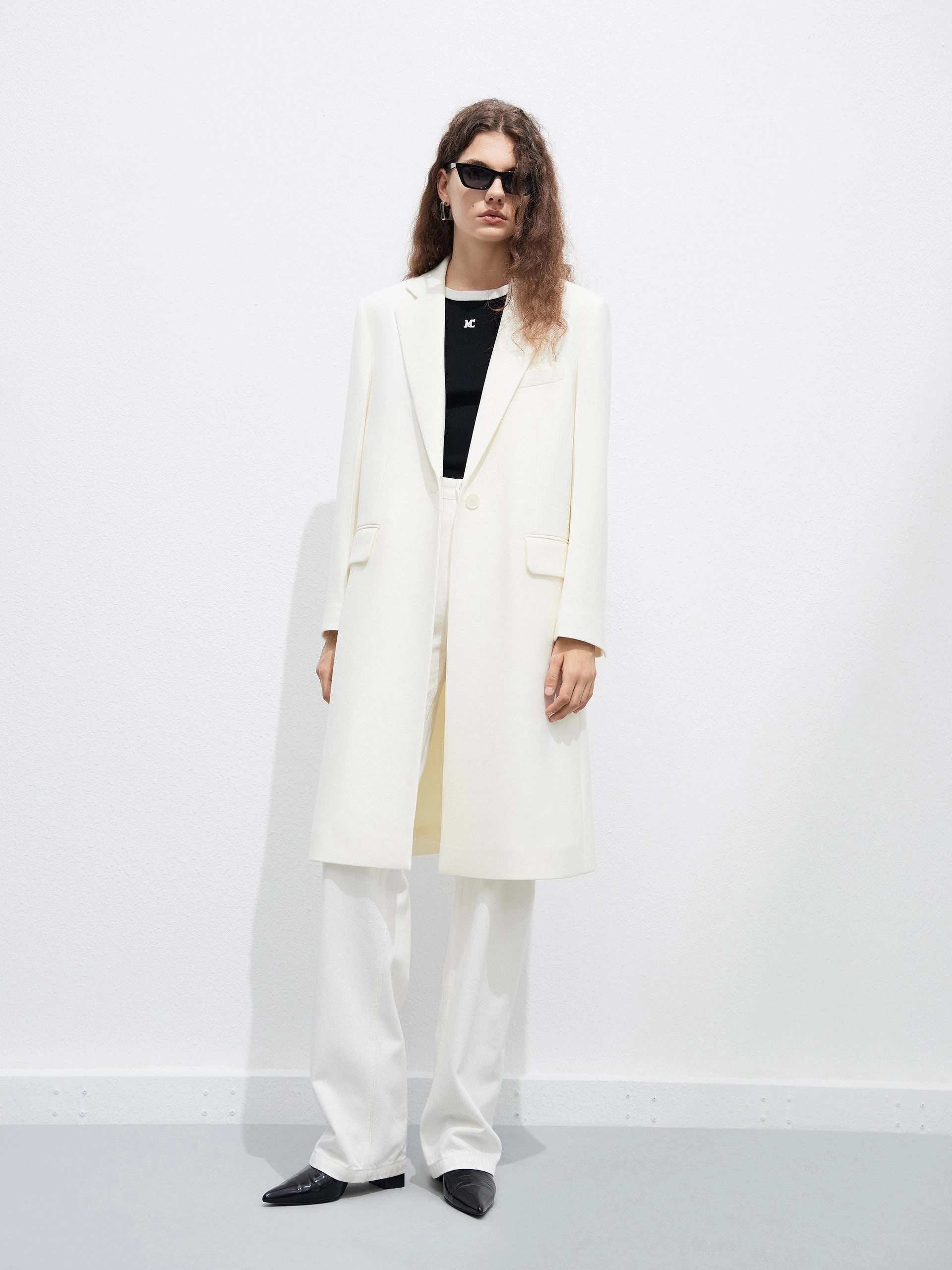 Compression Panels Wool Blend Blazer Coat