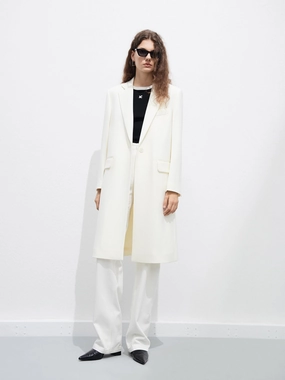 Wool Blend Blazer Coat Midweight Layer Sleek Outer