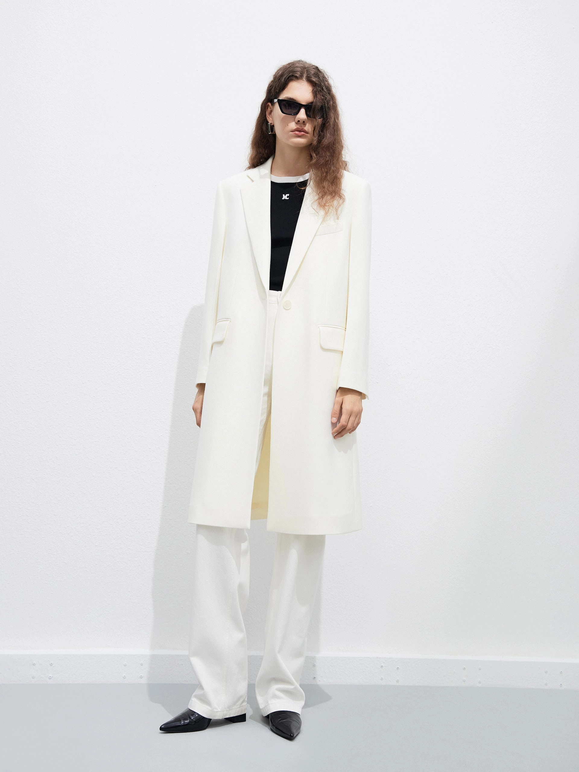 Wool Blend Blazer Coat Faux Fur Collar Flexible Elasticity