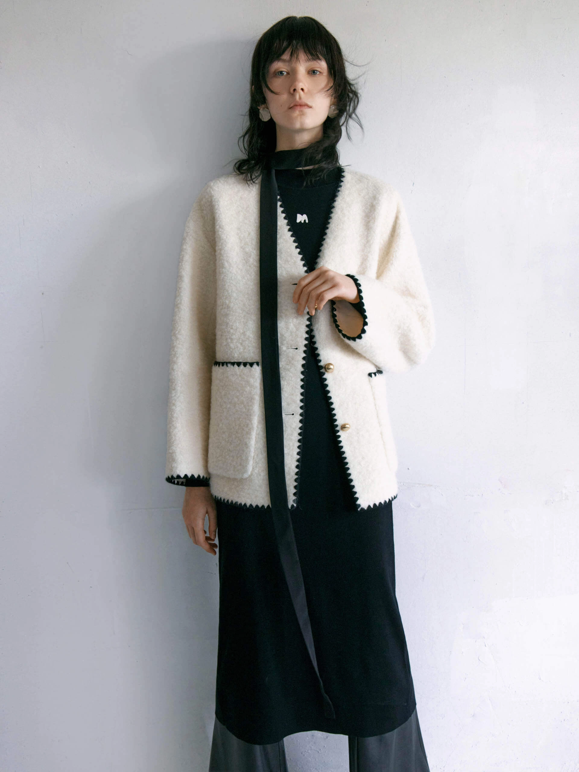 Wool Blend Boucle Knit Cardigan Flex Fit Fabric Morning Commute Gear