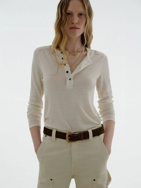Wool Blend Button Blouse Active Look