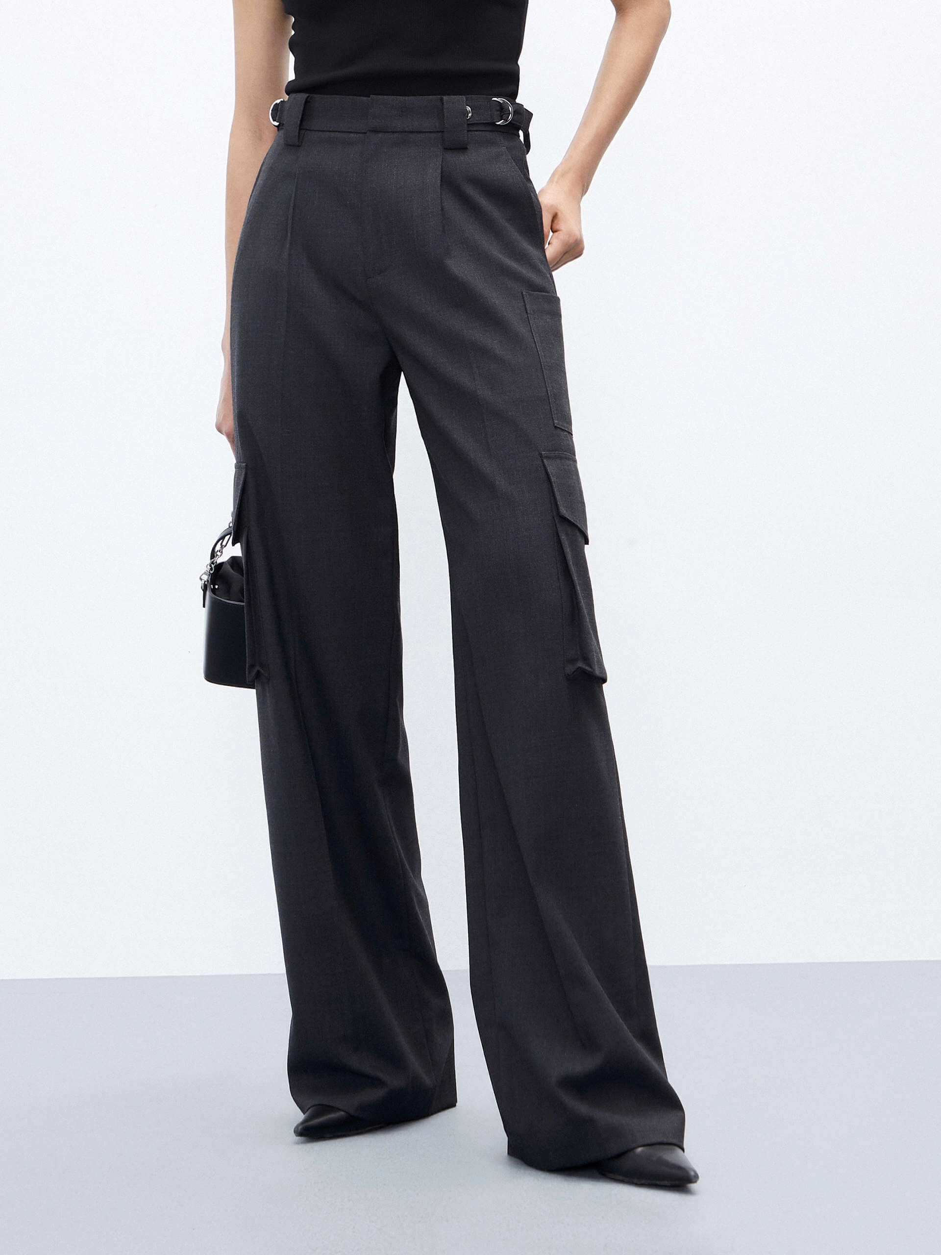 Wool Blend Cargo Pants Minimalist Design