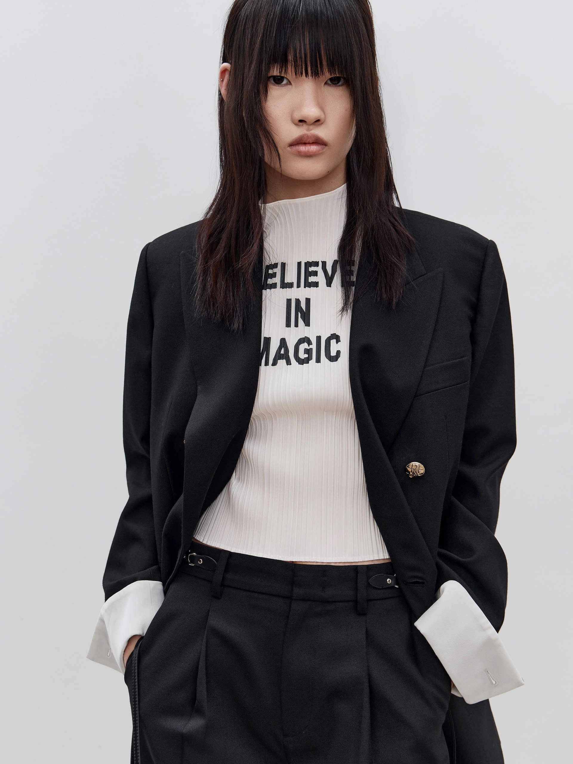 Wool Blend Double Breasted Blazer Casual City Modern Aesthetic