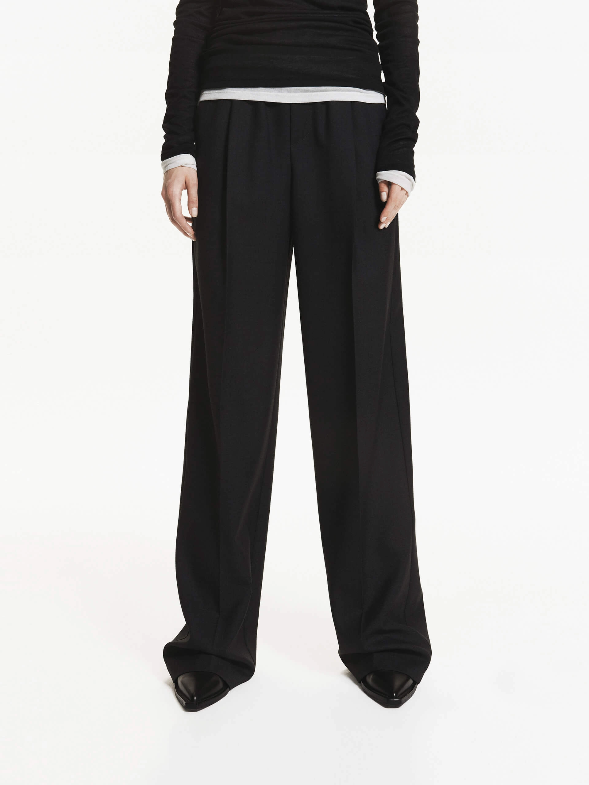Wool Blend Drawstring Pants Lightweight Material