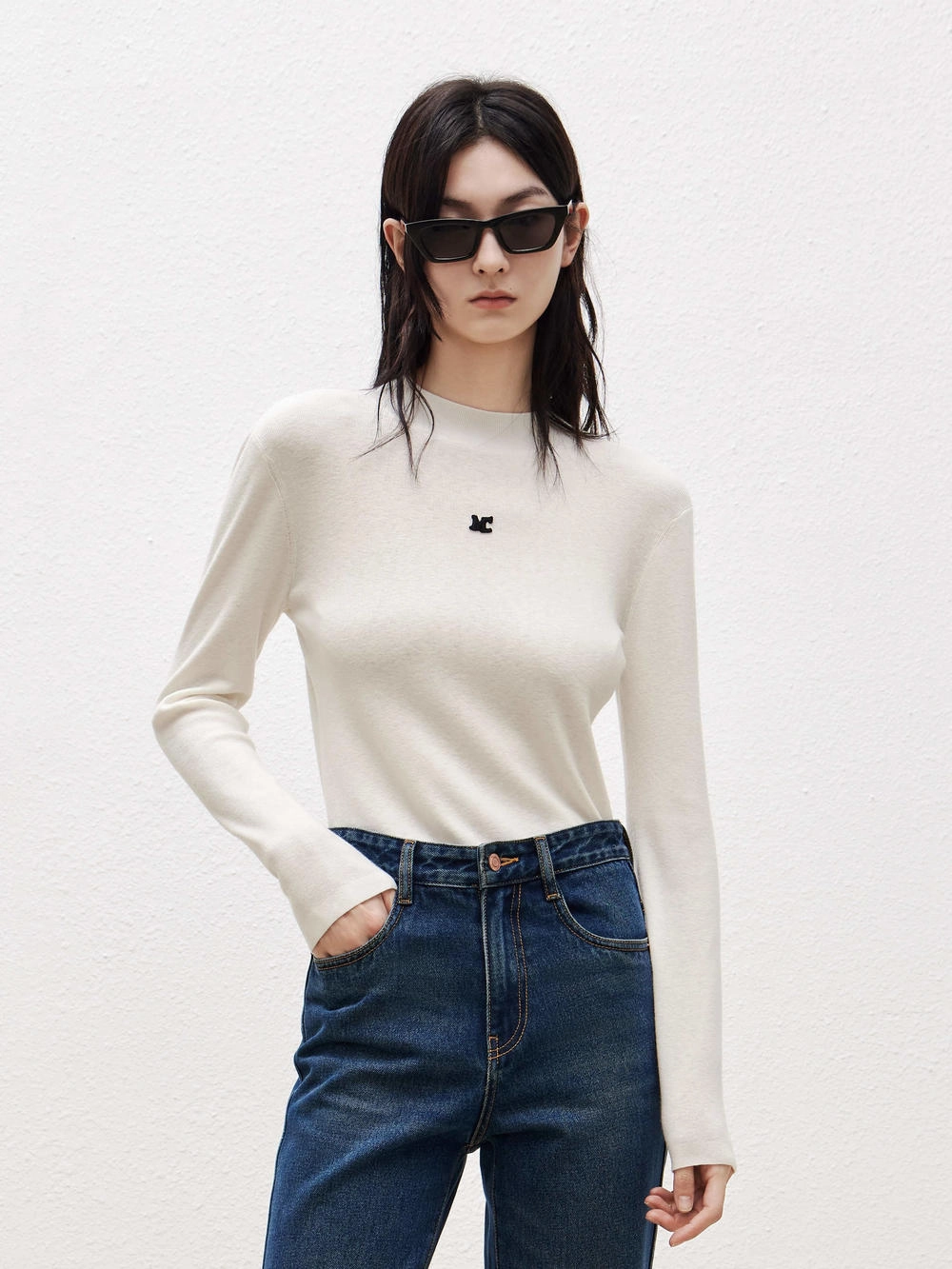 Wool Blend Knitted Top High Collar Option UltraFineMesh