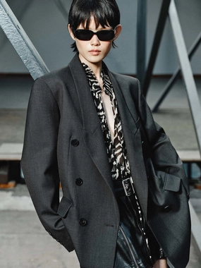 Wool Blend Oversize Blazer Heat Reflective Lining