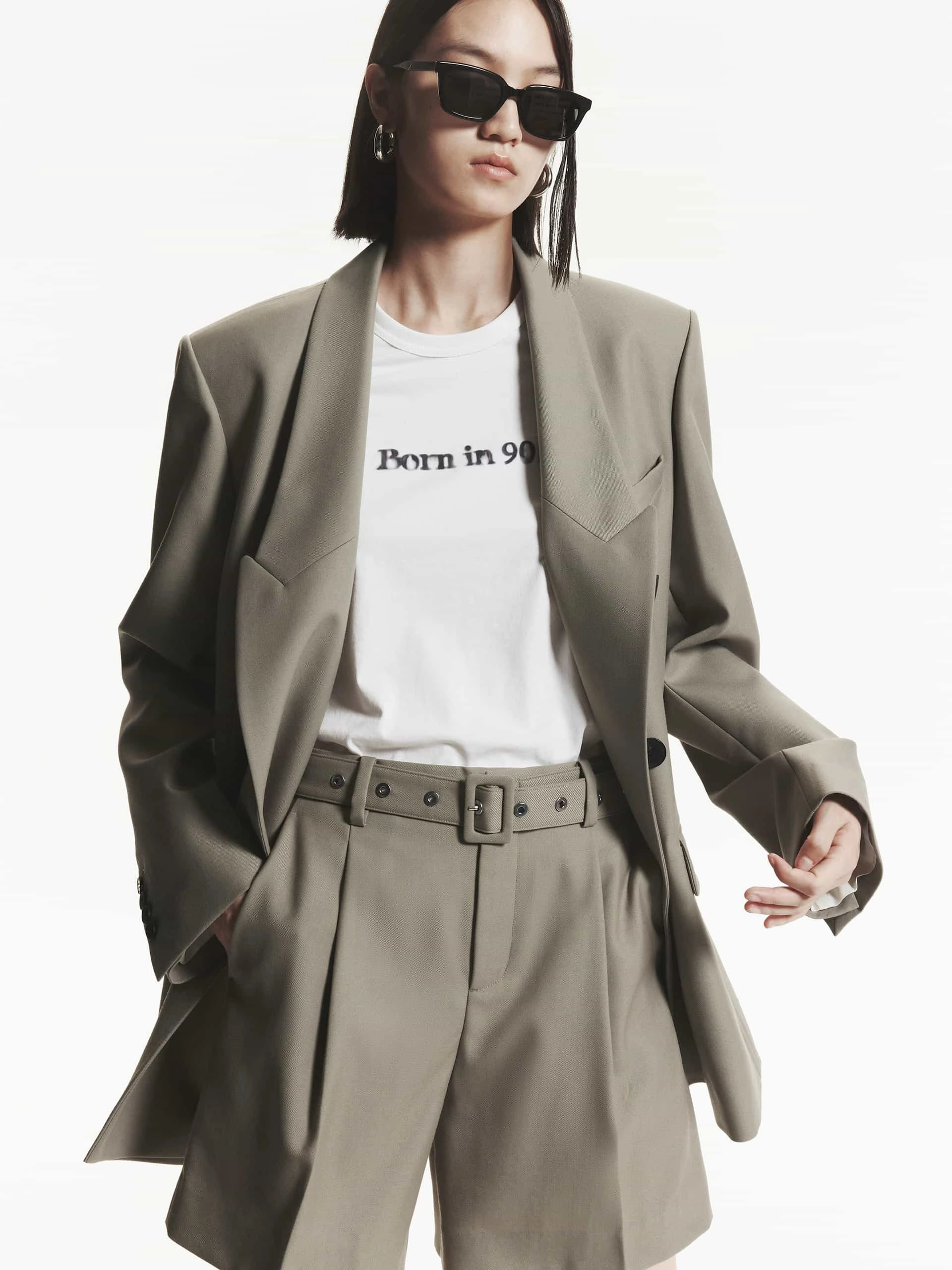 Reinforced Hems Packable design Wool Blend Oversize Blazer