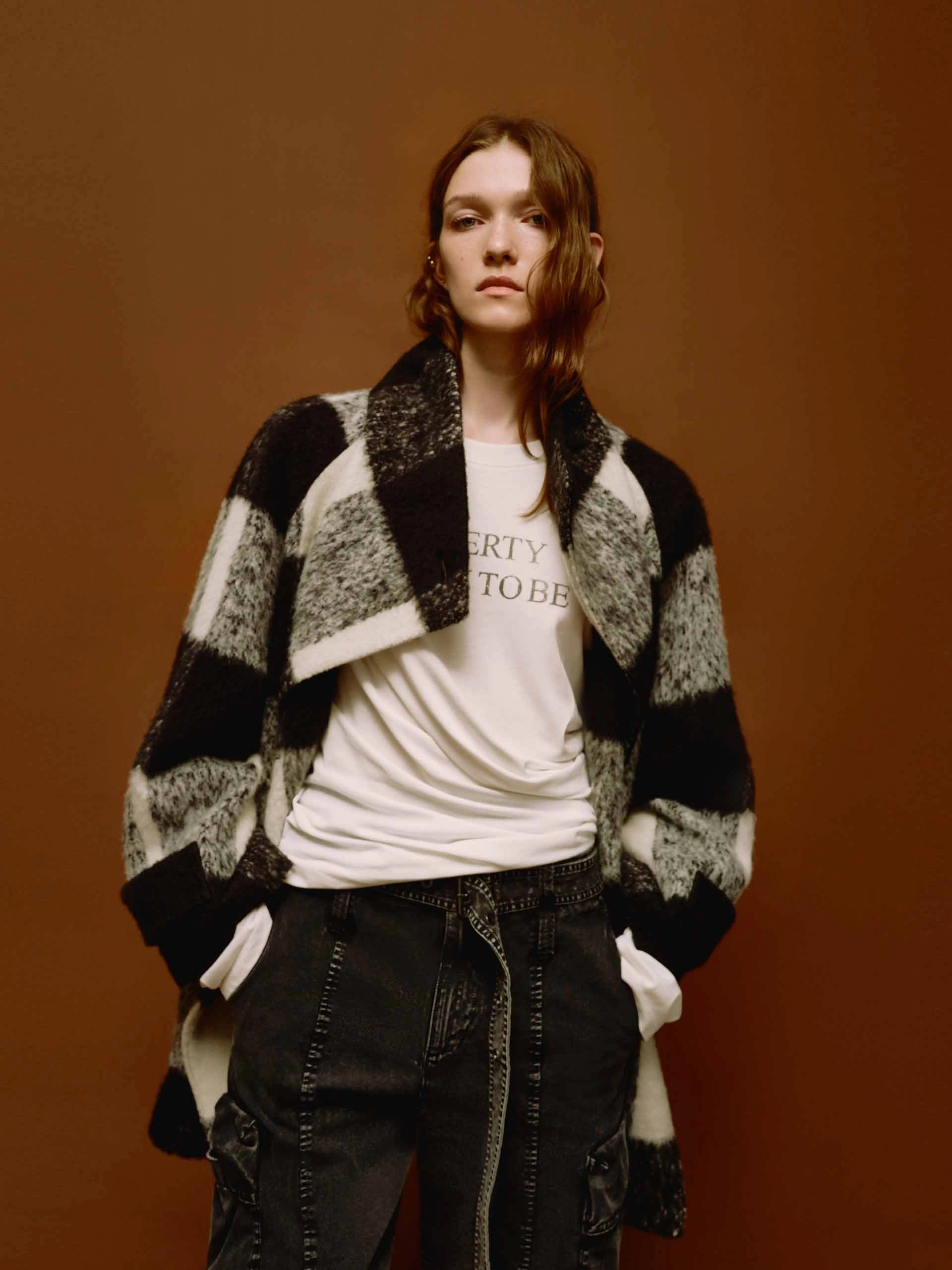 Wet Wicking Secure Closure Systems Wool Blend Plaid Coat
