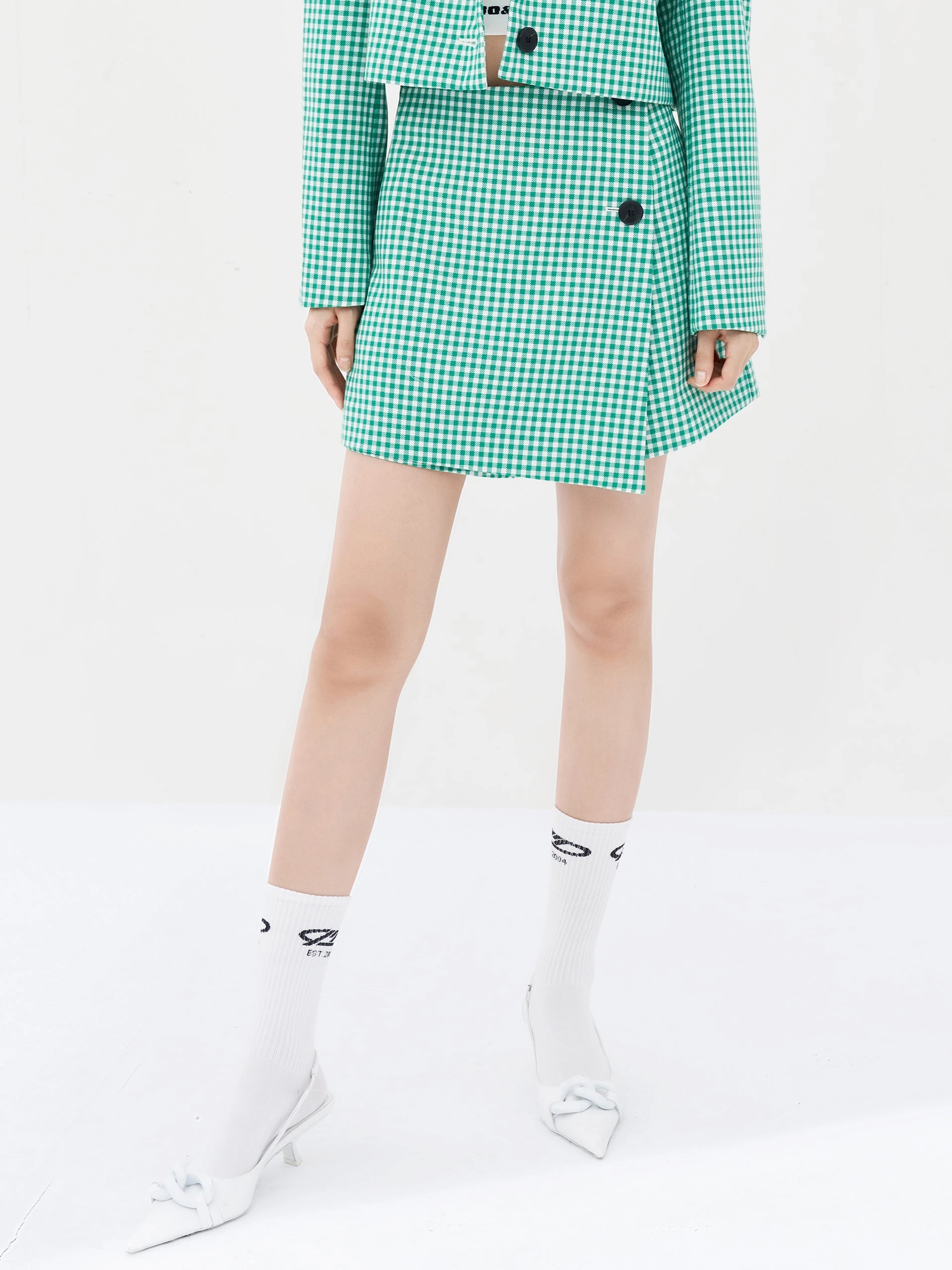 UV Protection Wool Blend Plaid Shorts