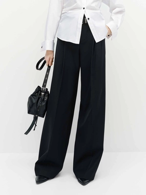 Wool Blend Relaxed Pants Padded hips Tear Resistant Design
