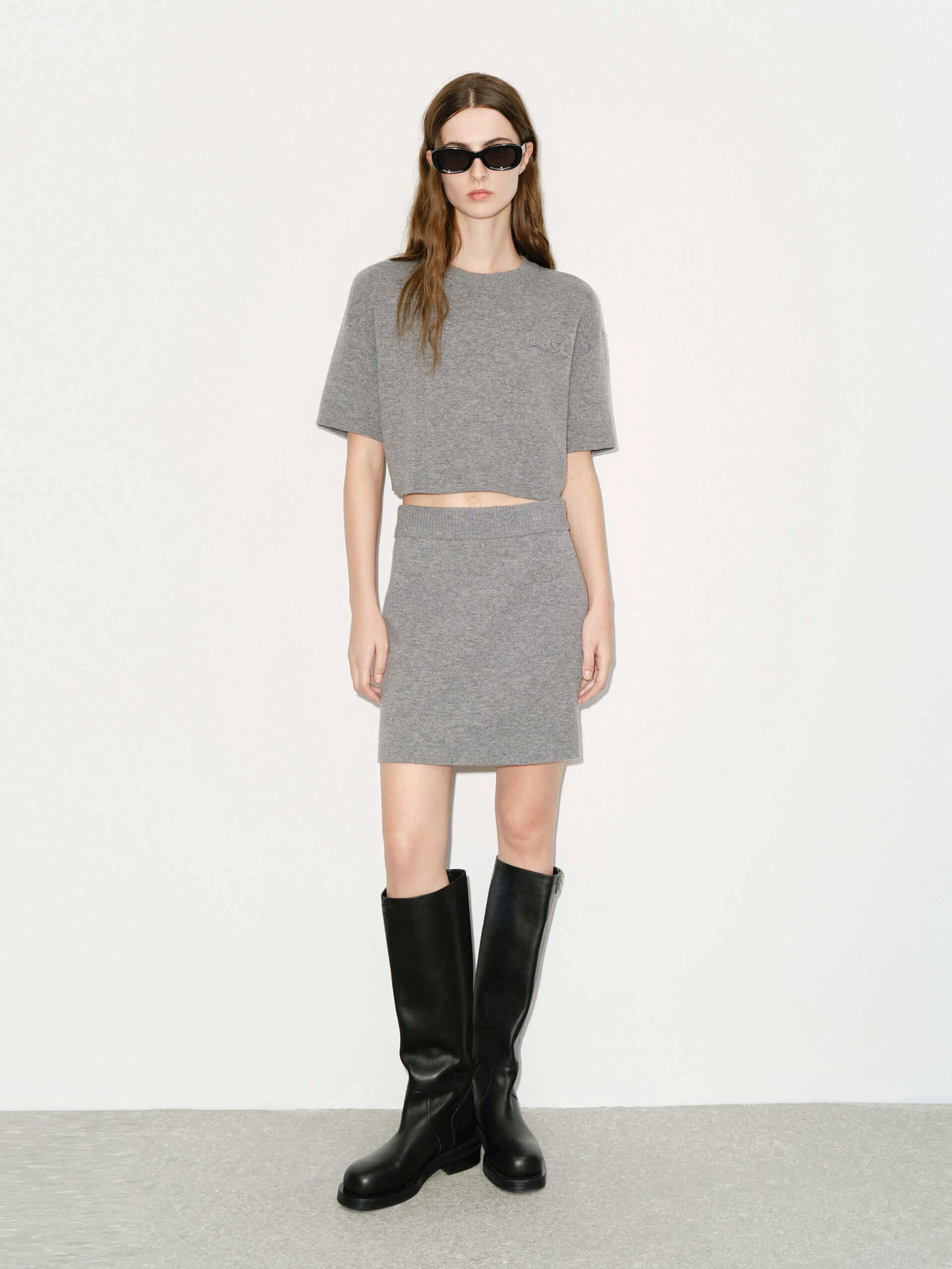 budget-friendly Wool Blend Skirt and Top Set