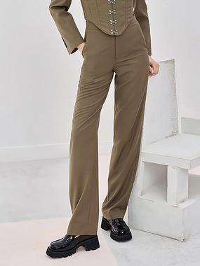 All Day Comfort Sophisticated Look Wool Blend Straight Pants