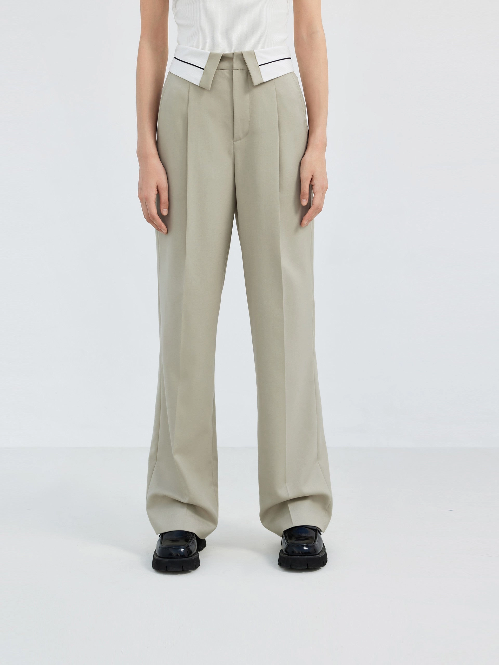 Wool blend Straight Suit Pants Active Performance