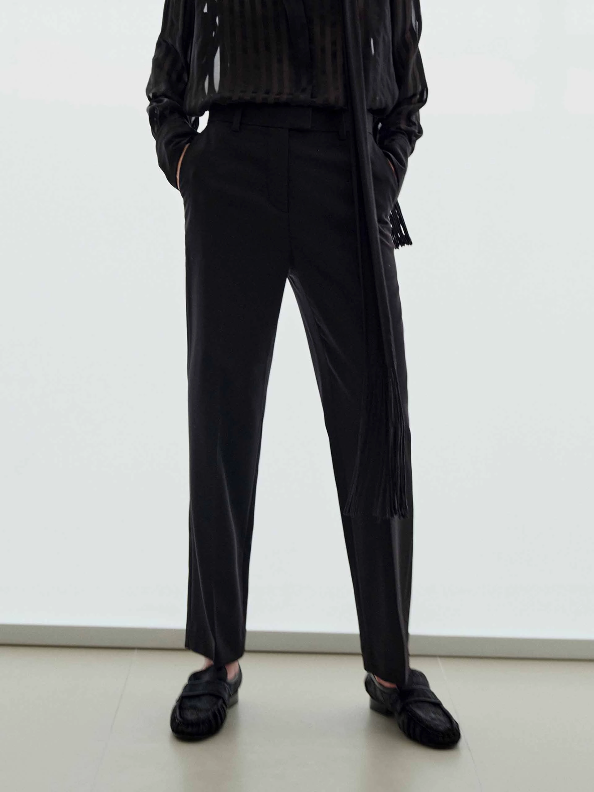 Stretch Motion UV protection coating Wool Blend Straight Trousers