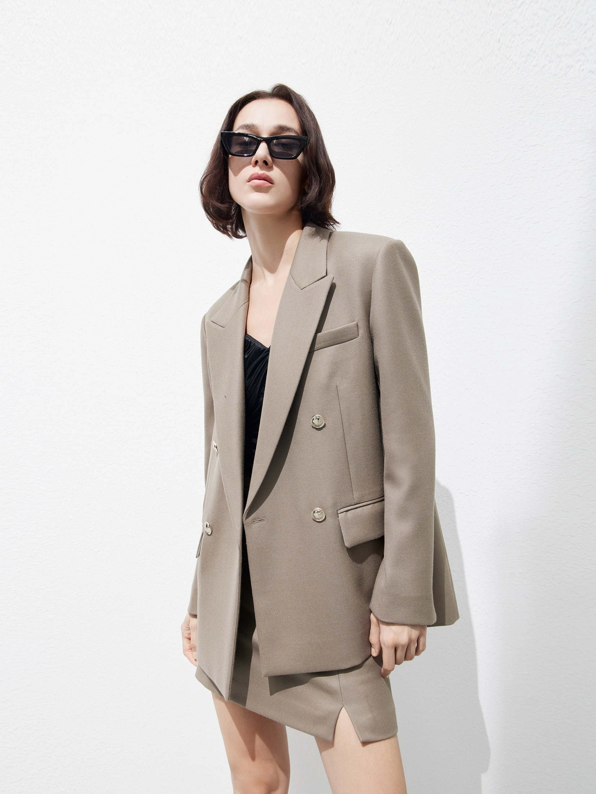Detachable Lining NonBulkyLayering Wool blend Structured Blazer