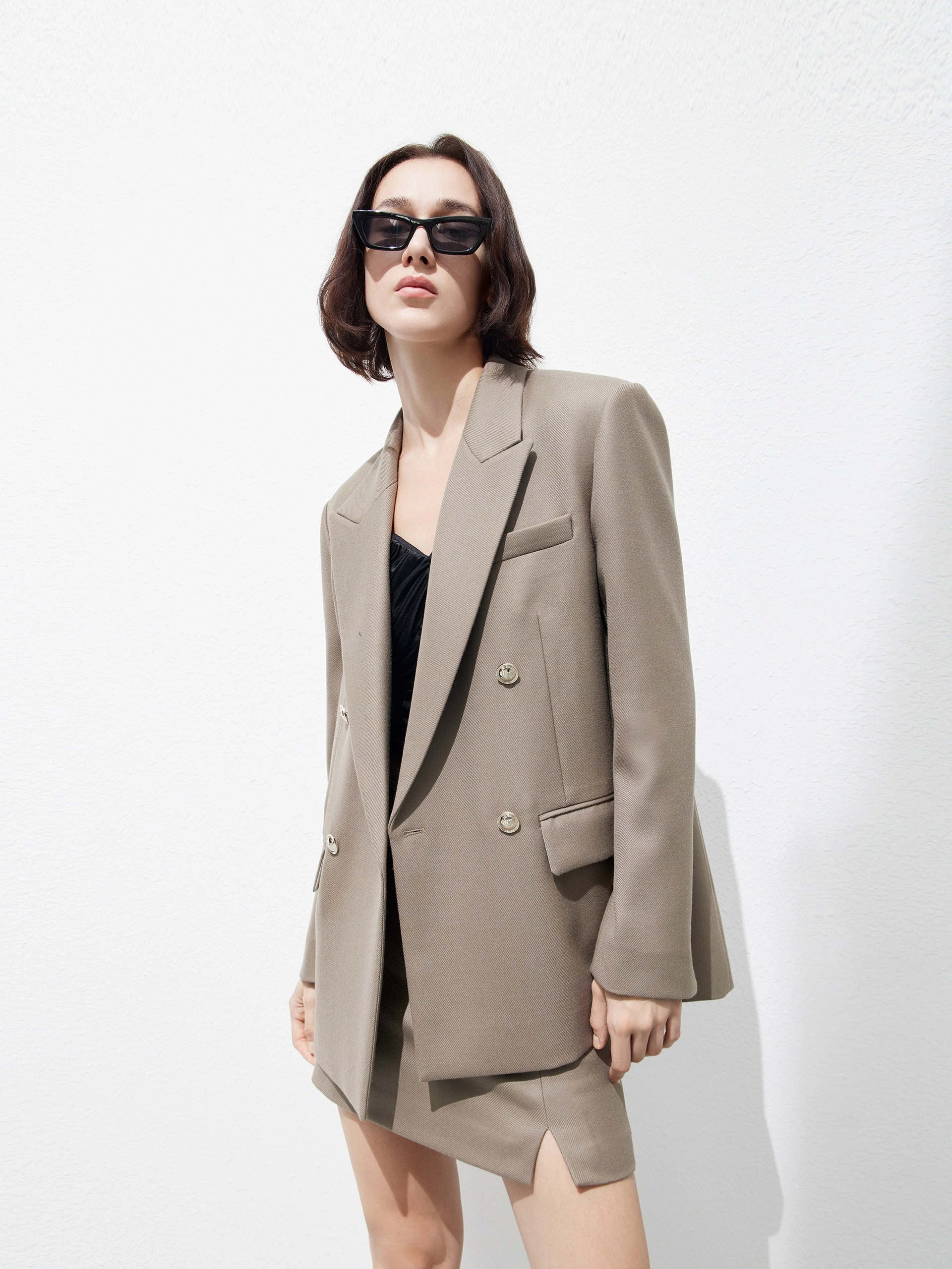 Wool blend Structured Blazer WaterproofDesign Compact Storage