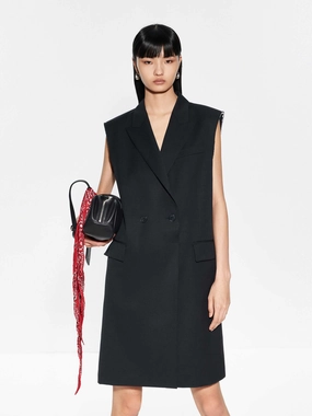 Cool Texture Wool Blend Tailored Dress