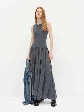 Wool Blend Tank Dress Polished Details Tulle Flow