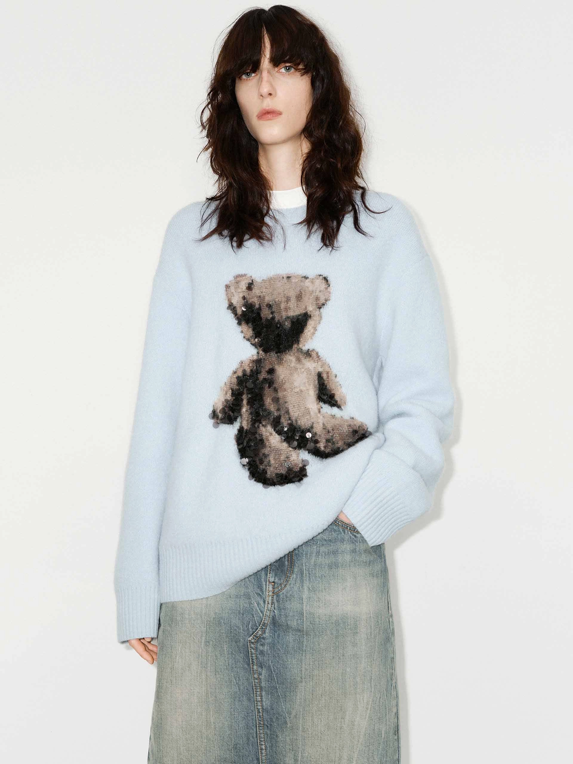 Wool Blend Teddy Sweater DoubleStitchedSeams