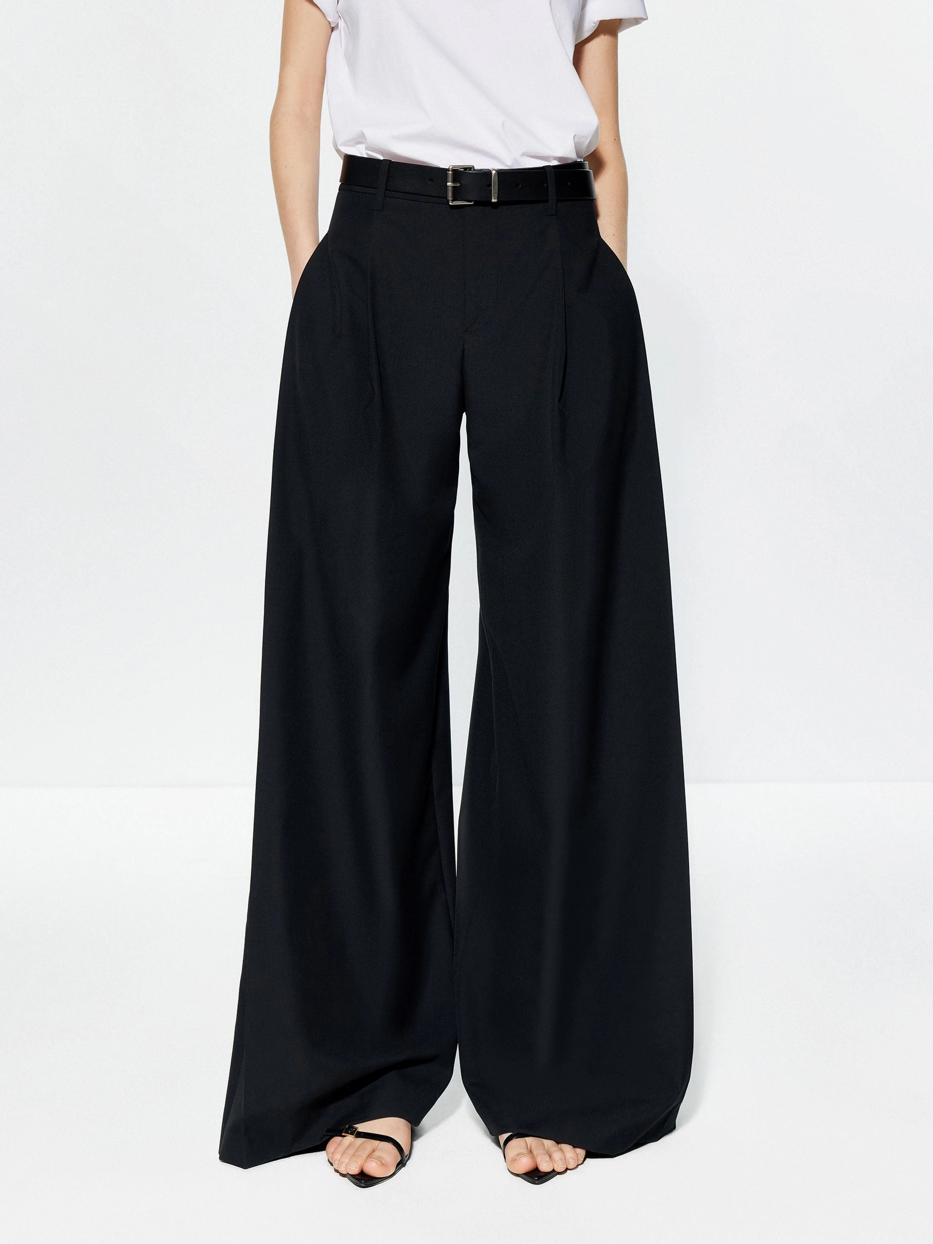 Wool Blend Wide Leg Pants Outdoor Use Comfort waistband