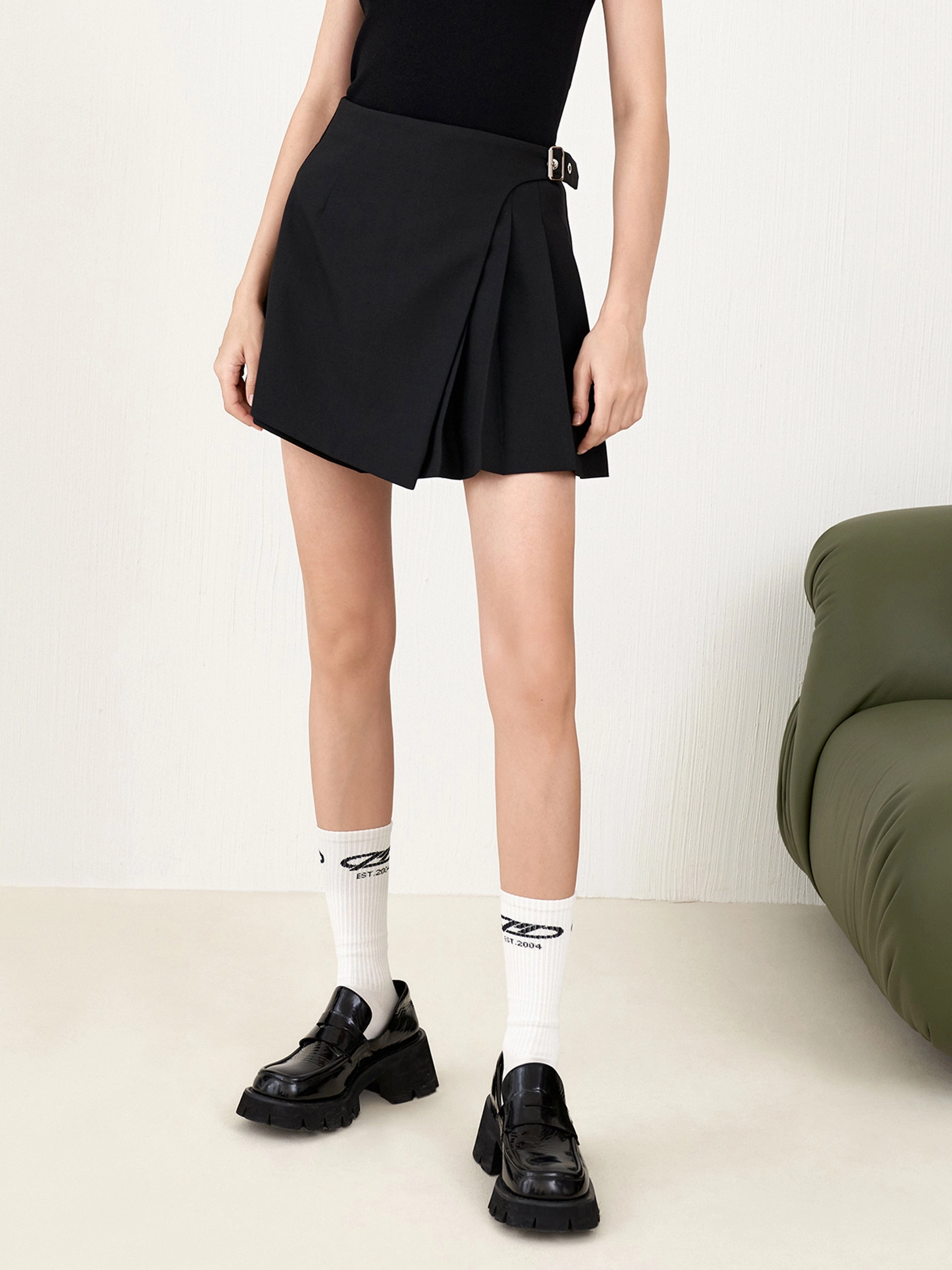 Wool Blend Wrap Pleated Skort Active Performance