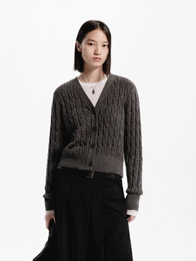 UltravioletProtectionFabric Wool Cable Knit Cardigan