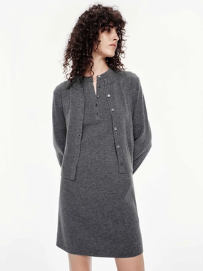 Comfy Fit Casual-Look Wool Cardigan Set Dress