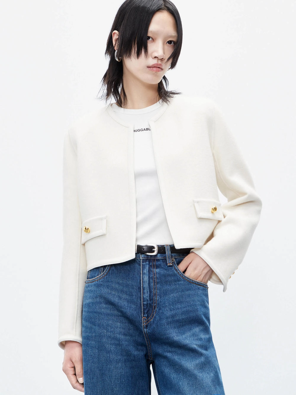 Wool Cropped Jacket Reinforced Elbow Patches ReinforcedStressPoints