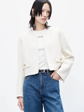 Wool Cropped Jacket Reinforced Elbow Patches ReinforcedStressPoints