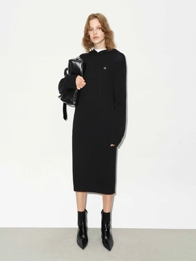 Wool Hood Midi Dress Modern Form