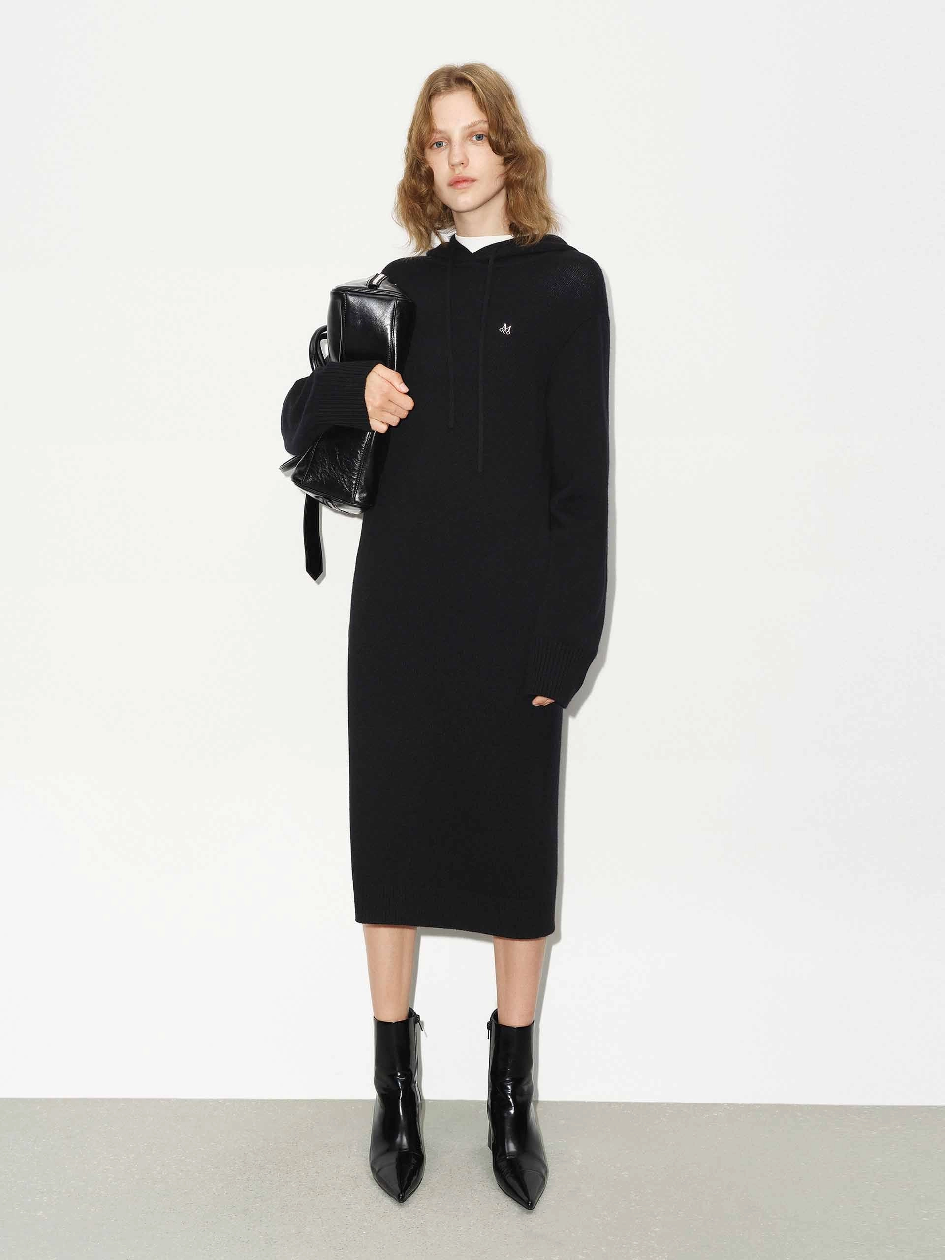 Wool Hood Midi Dress Modern Form