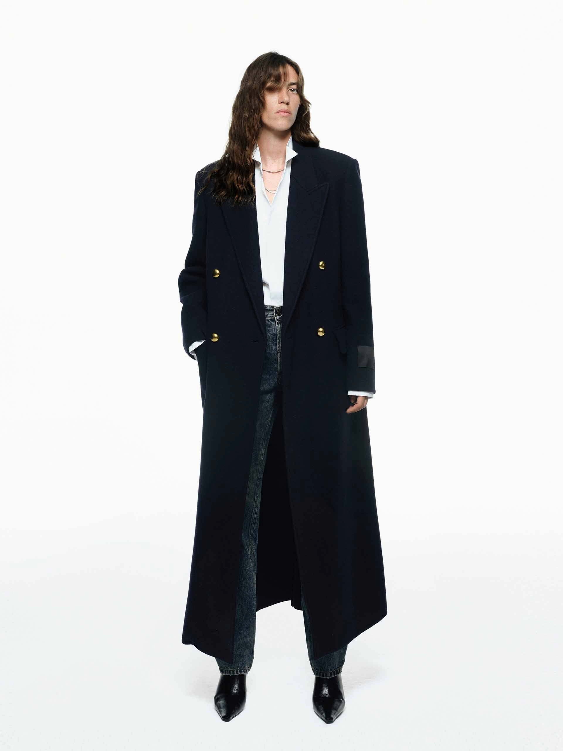 Softshell Coating Wool Longline Overcoat