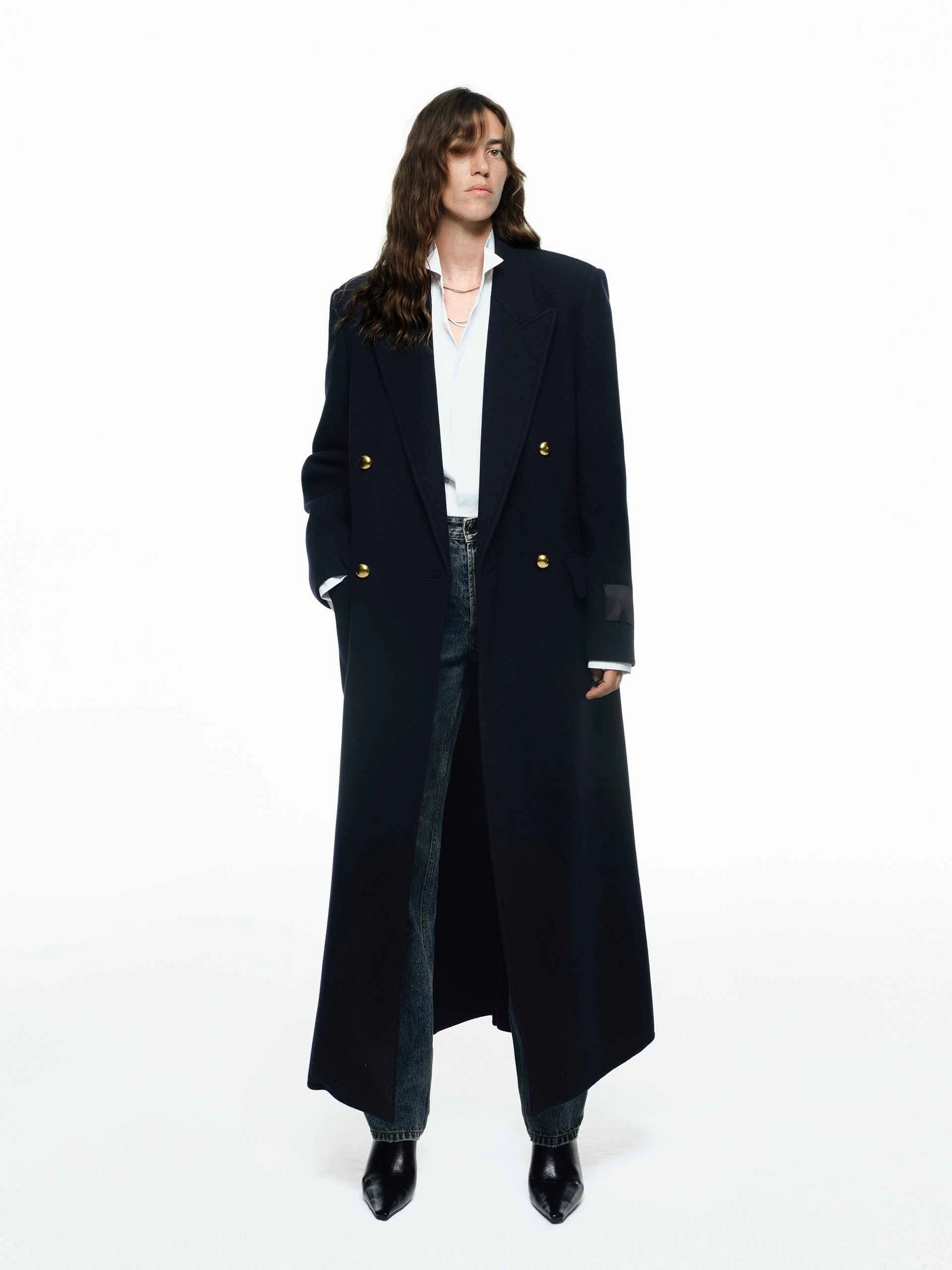 Quilted Lining Wool Longline Overcoat