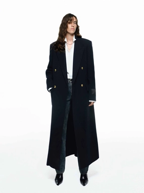 Simple Chill Piece Flexible Hood Design Wool Longline Overcoat