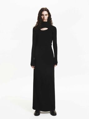 Wool Maxi Tank Dress Set Ruched-Detail