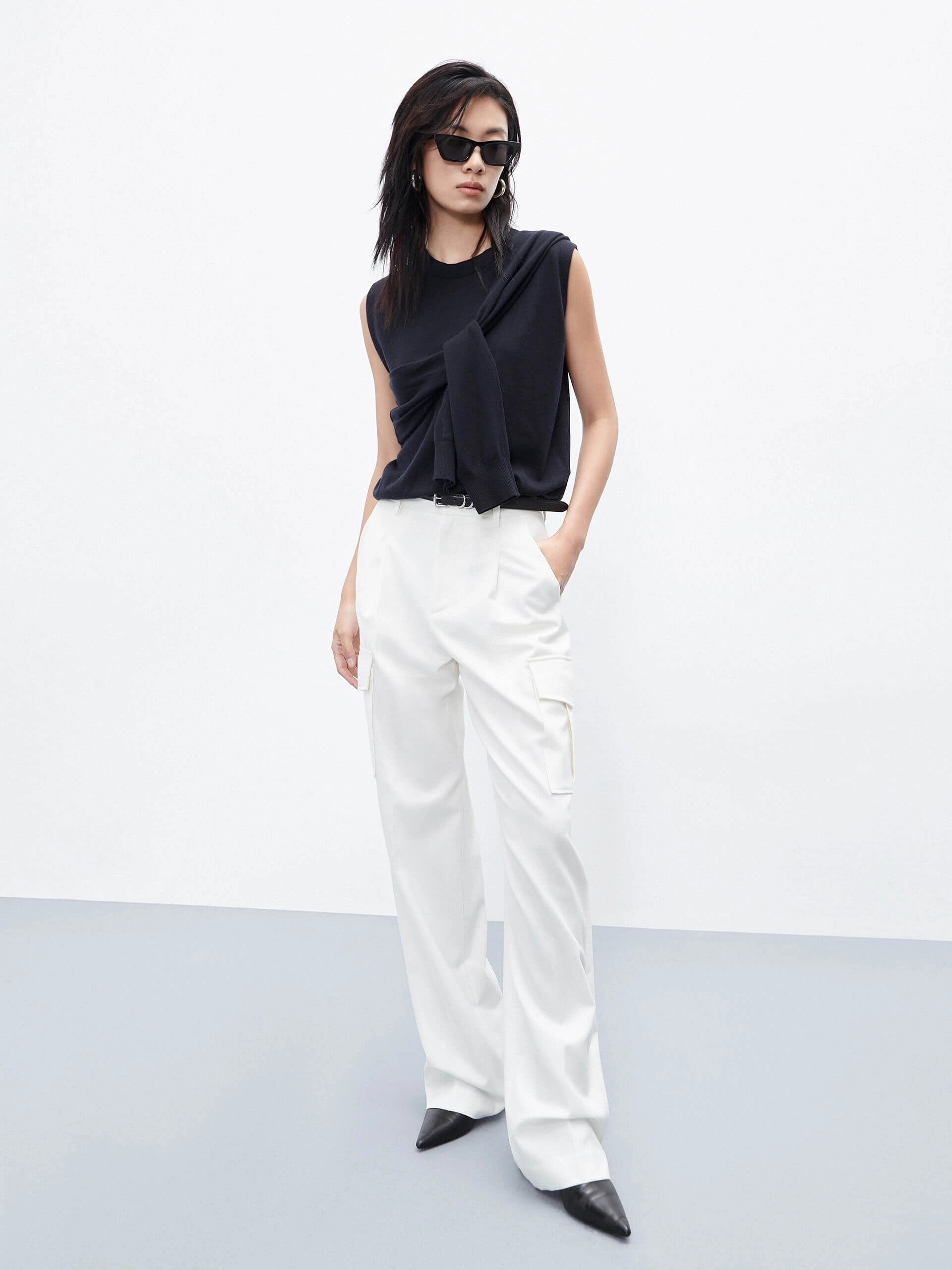 Stretchable Blend Wool Sleeveless Top