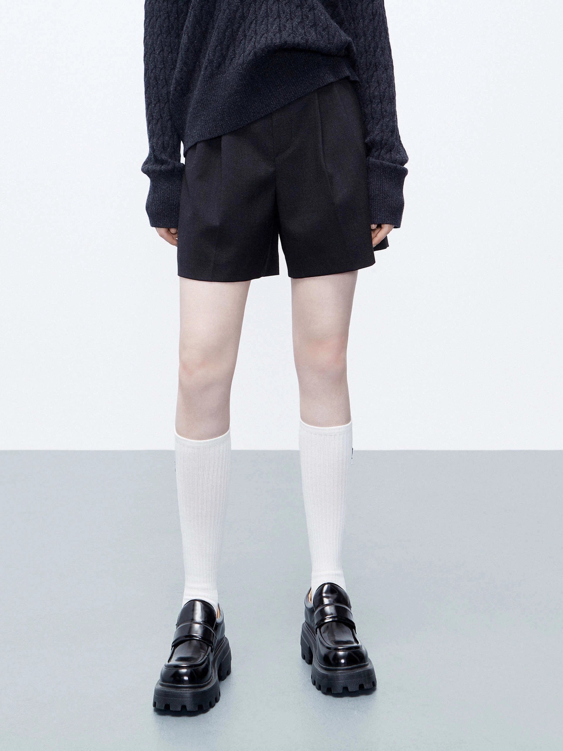 MachineWashable Wool Tailored Shorts