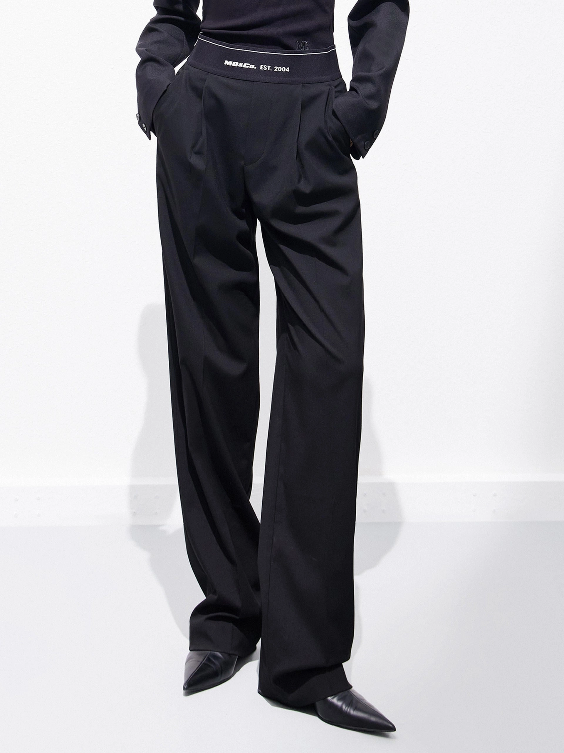 Elasticated Waist Straight Trousers Minimal Bulk