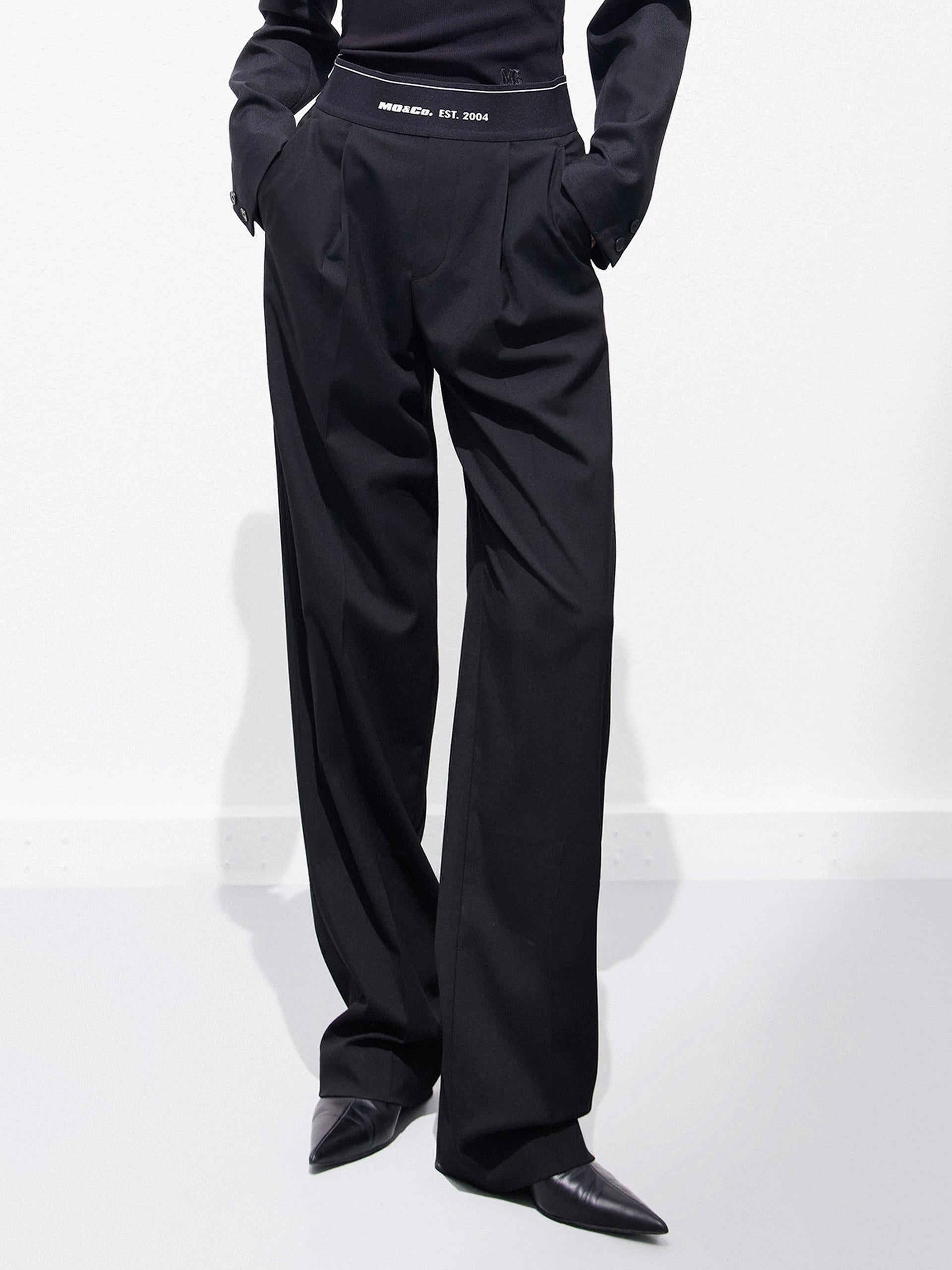 Bi Stretch Fabric AbrasionResistant Elasticated Waist Straight Trousers
