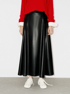 Cozy Lining Faux Leather Midi Skirt
