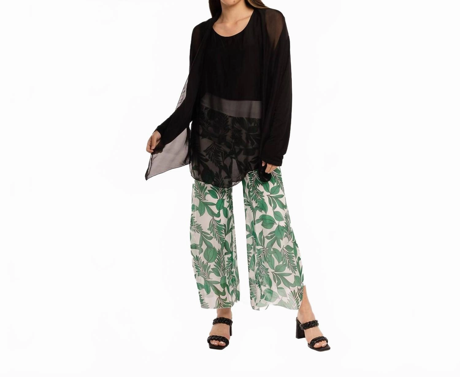 Thermal Insulation Technology Woven Long Sleeve Cardigan In Black