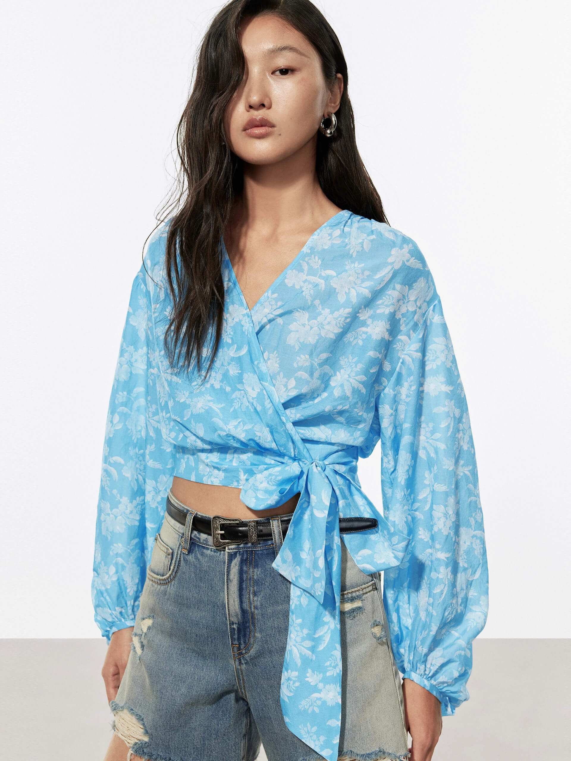 Wrap Cotton Silk Blouse MicrofiberTech