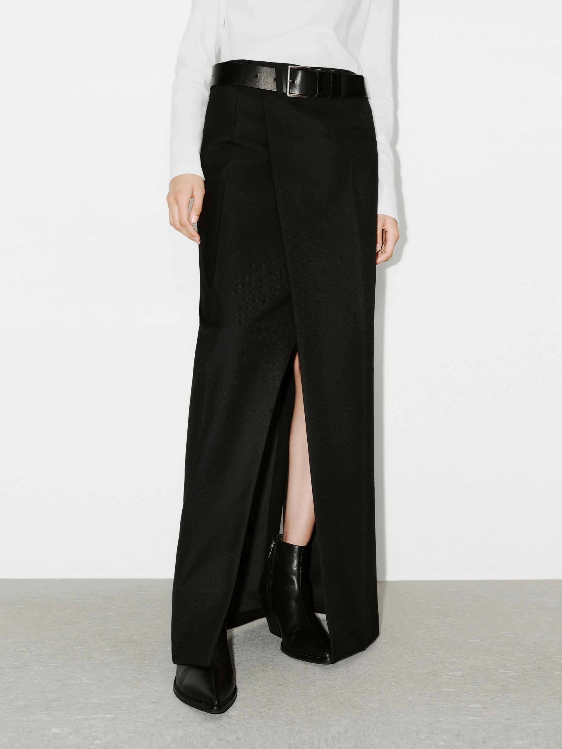 Wrap Detail Slit Maxi Skirt Roll-up style
