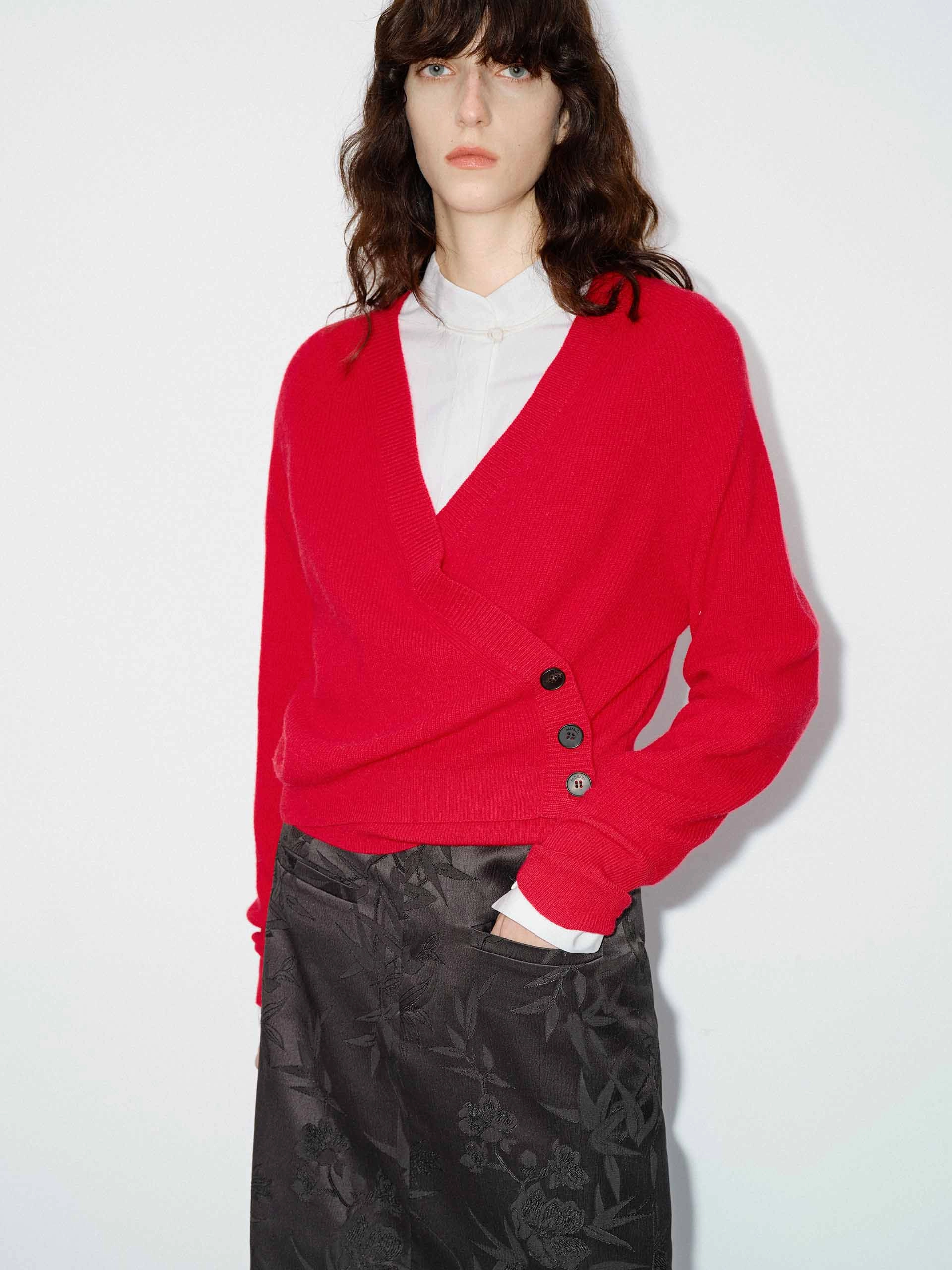 Hypoallergenic Lining Wrap Detail Wool Sweater