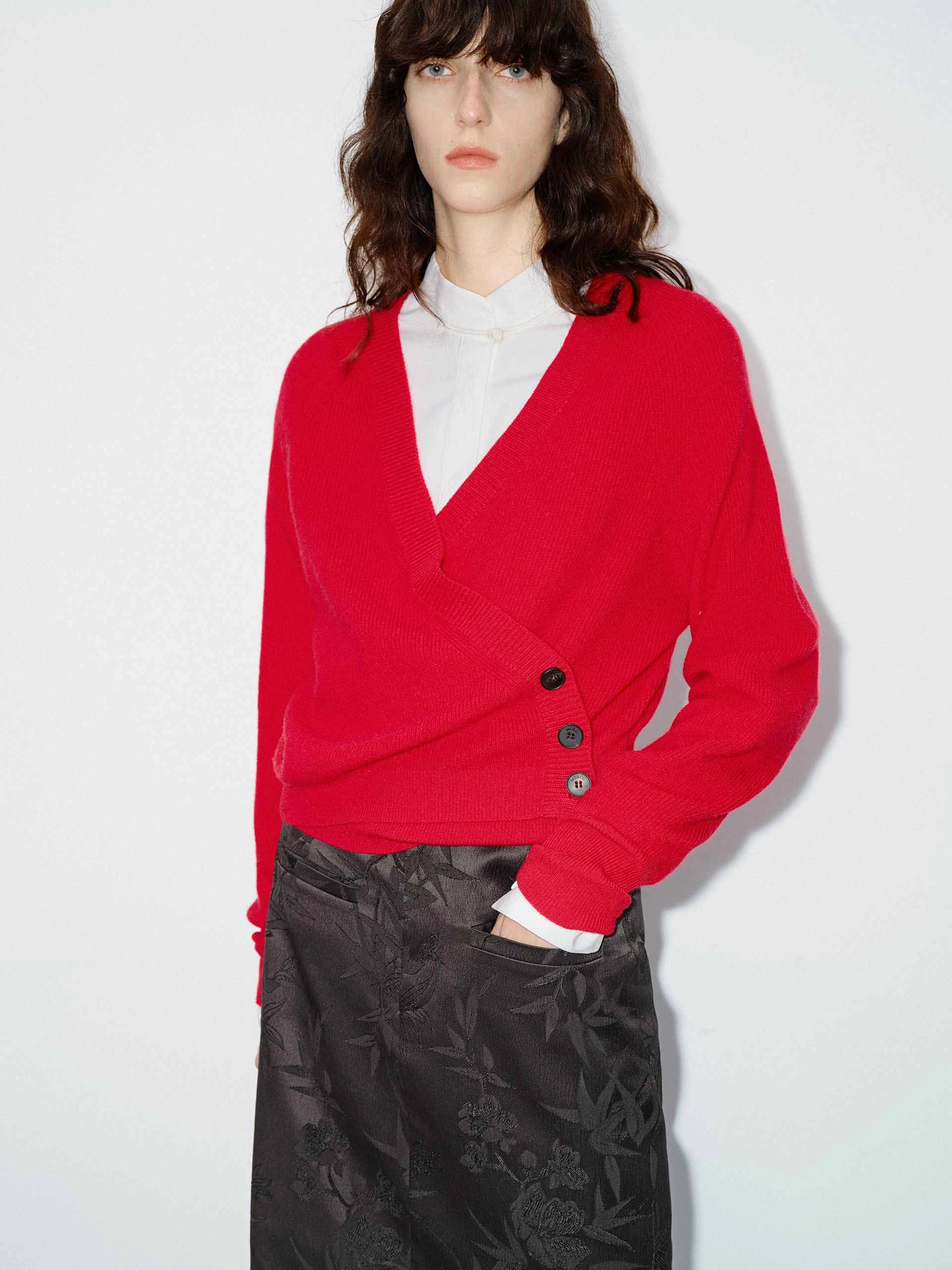 OdorControl Wrap Detail Wool Sweater
