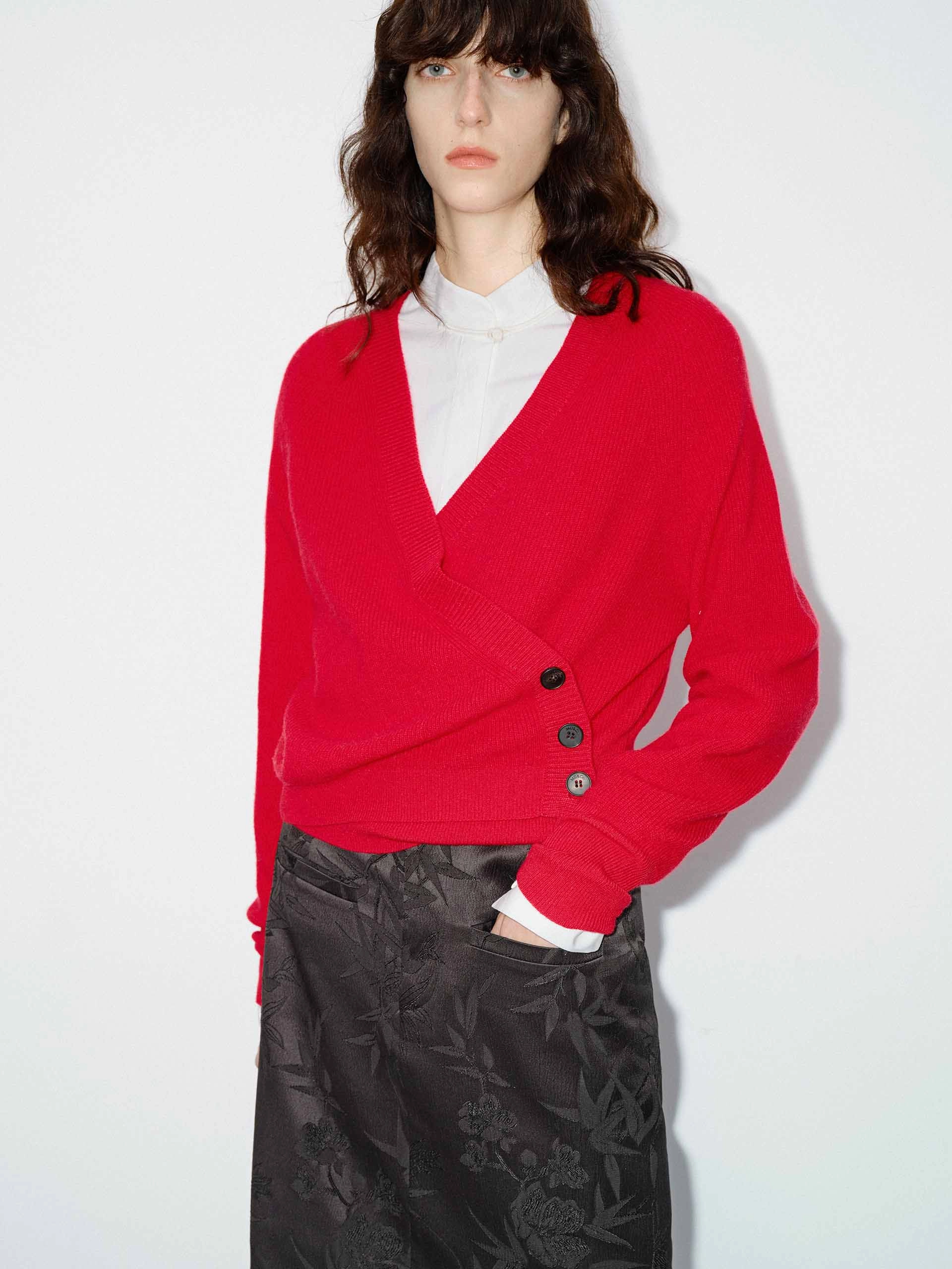 Eco Conscious Dye Process Wrap Detail Wool Sweater