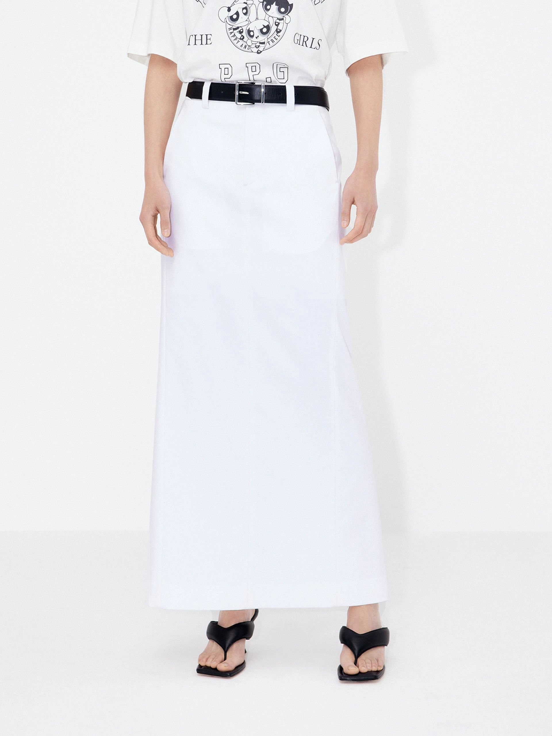 Back Slit Maxi Skirt Flat waistband